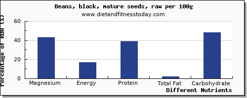 chart to show highest magnesium in black beans per 100g